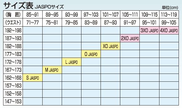 ミズノバイオギア サイズ表